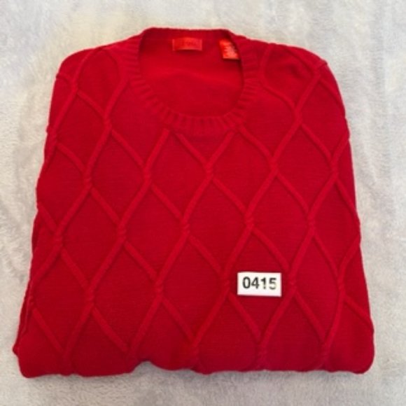 Izod Men's Crew Neck Sweater Cable Knit Red XL - Picture 15 of 15